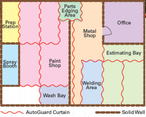 Body Shop Divider Layout Using Curtain Walls For Multiple